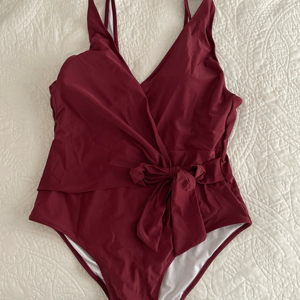 Dark Red CupShe one piece with bow